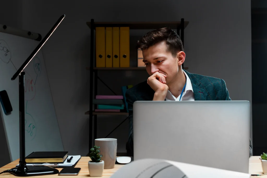 Frustrated business owner trying to create a professional website for small business