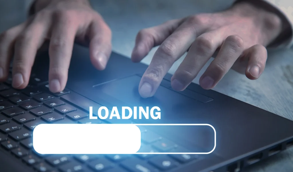 Illustration showing website loading slowly and affecting user engagement
