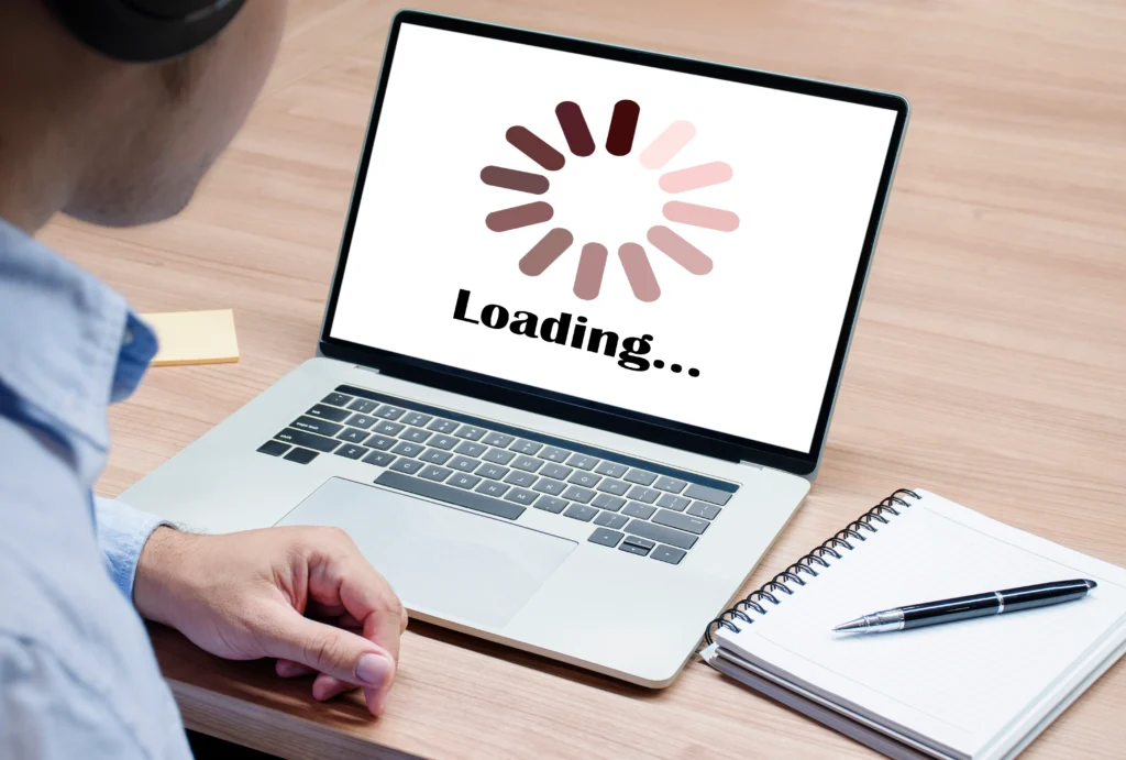 Illustration showing website loading slowly and affecting user engagement