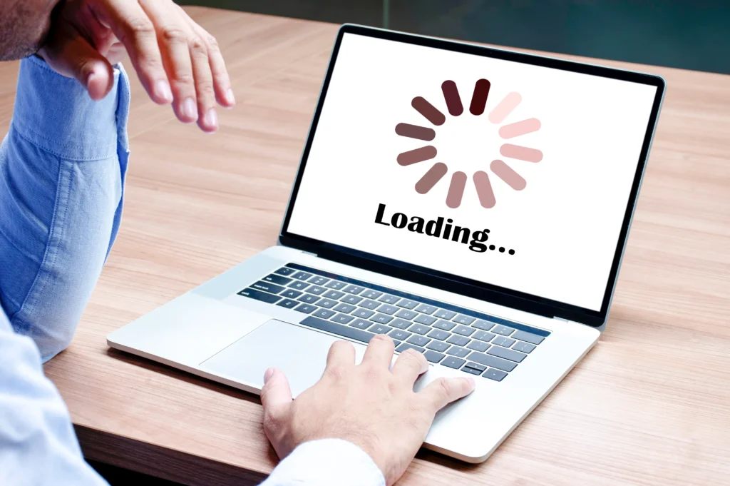 Illustration showing website loading slowly and affecting user engagement