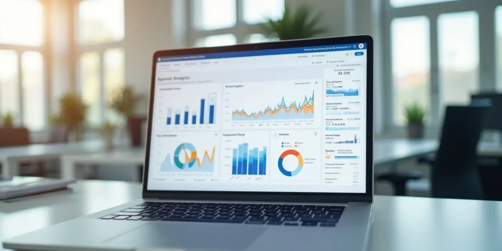 laptop showing Google Analytics dashboard tracking small business website performance