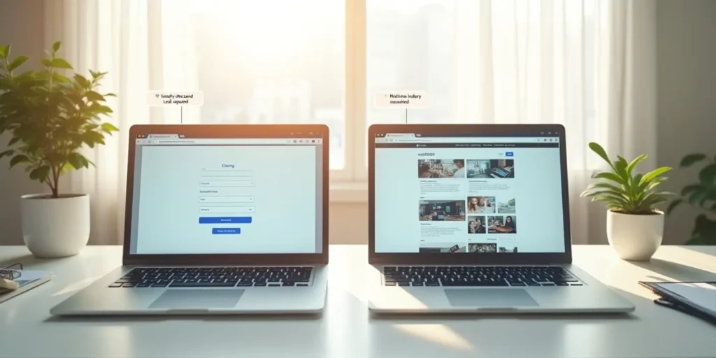 Landing page for inquiries converting leads faster than full website in daylight office setup