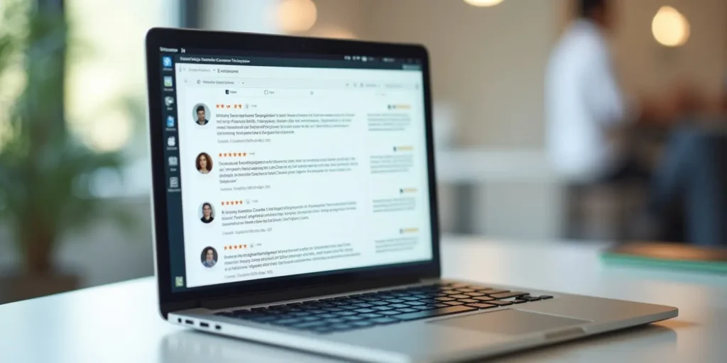 laptop screen showing multiple customer testimonials to fix website mistake for small business
