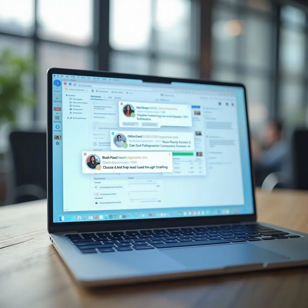 laptop screen with leads popping up showing active website for small business

