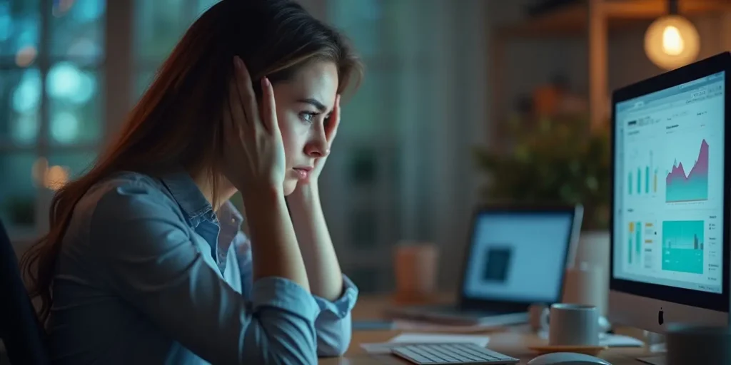 female business owner disappointed with lead generating website showing low inquiries and poor analytics