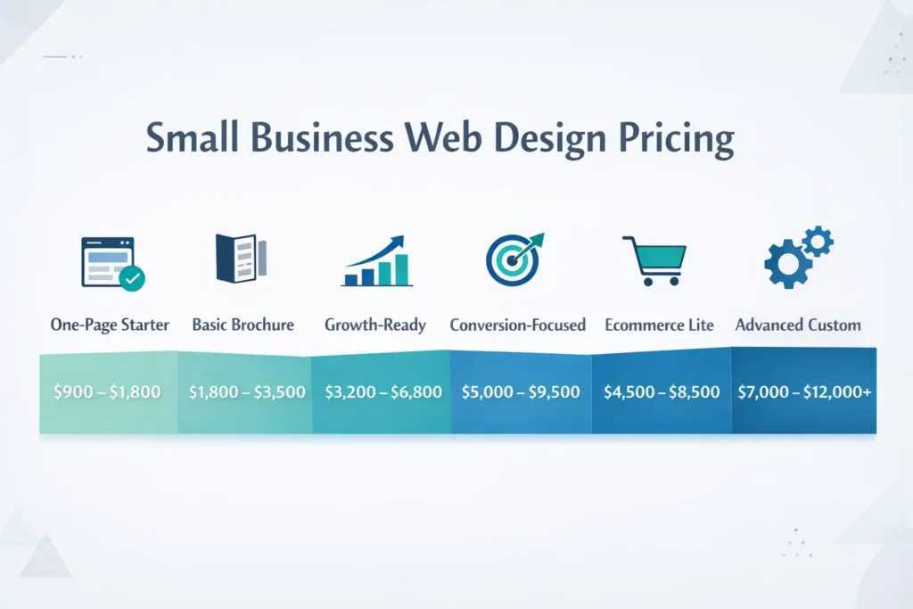 Featured image showing web design cost small biz pricing tiers for small business websites