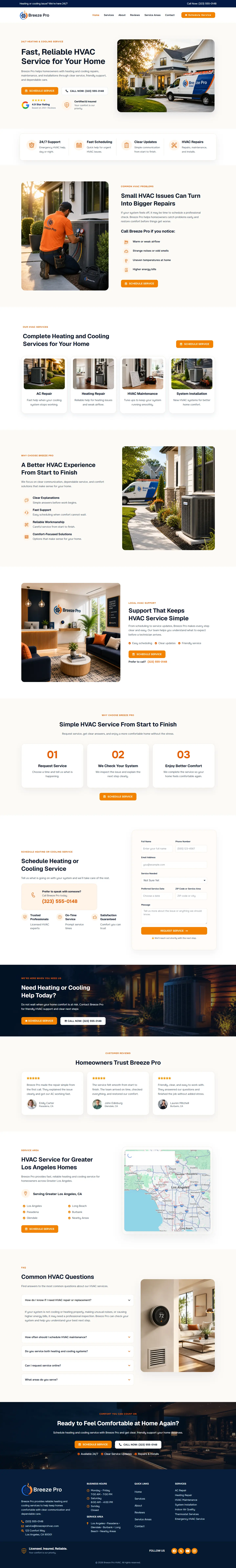 Full Breeze Pro HVAC homepage design