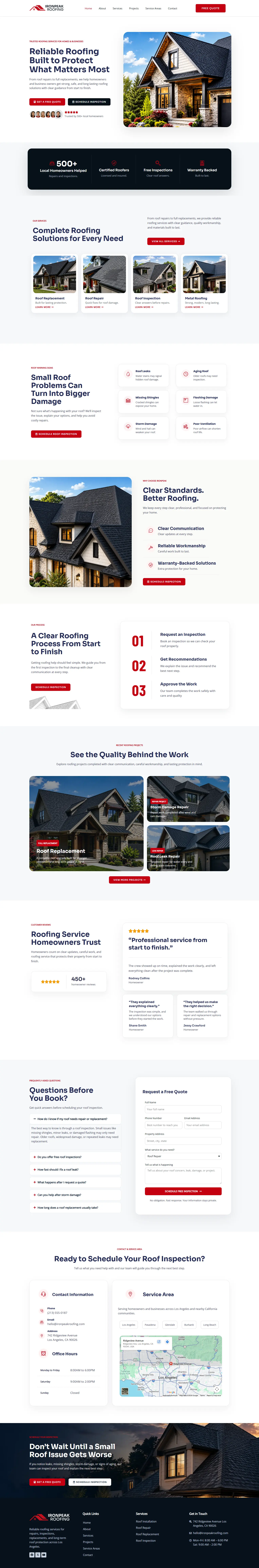Full Iron Peak Roofing homepage design
